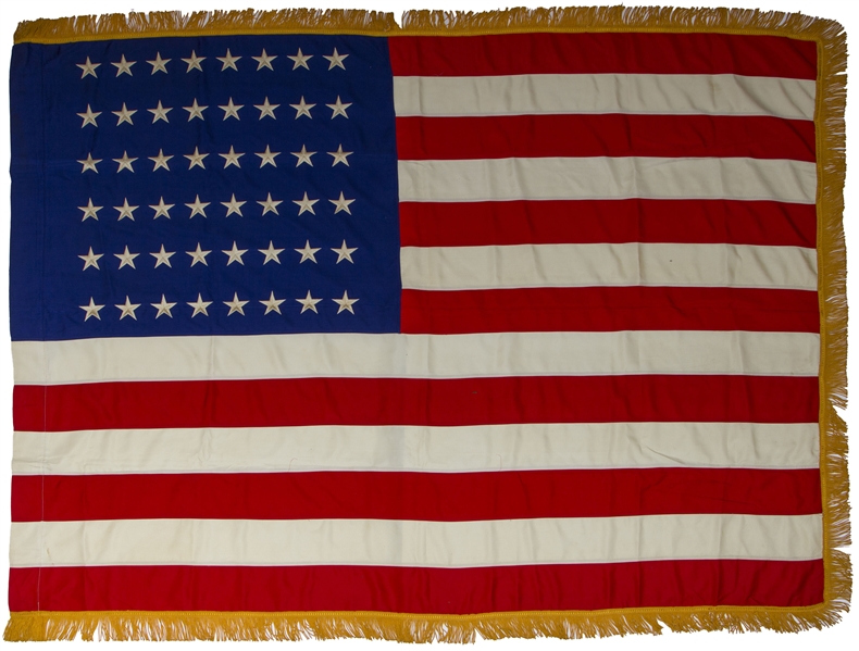 Extremely Scarce Set of Oval Office Flags, the 48-Star Flags Displayed in President Dwight D. Eisenhower's Oval Office in the White House -- 1 of 3 Known Sets From All U.S. Presidents in Private Hands